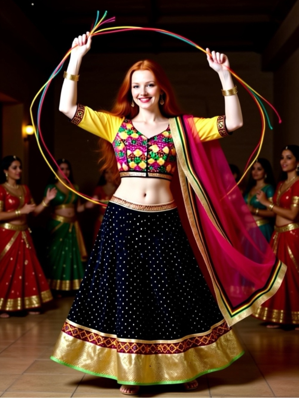 Black & Gold Skirt with Festive Border